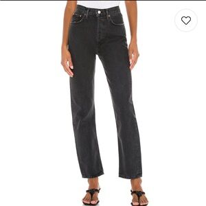 Agolde 90s Pinch Waist High Rise Straight Jeans in Black Tea